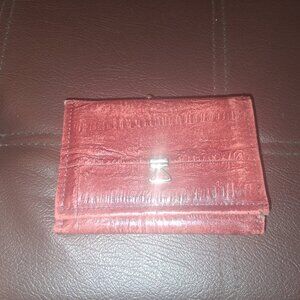 Vintage red Genuine Eel skin leather wallet